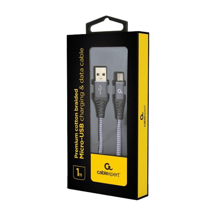 Дата кабель USB 2.0 Micro 5P to AM Cablexpert (CC-USB2B-AMmBM-1M-PW) изображение 2