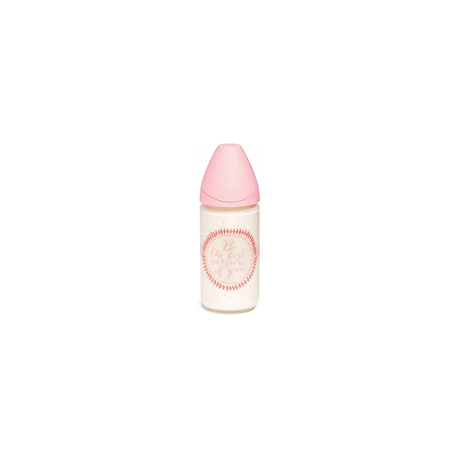 Бутылочка для кормления Suavinex Смысл жизни, 240 мл, стеклянная, розовая (303491)