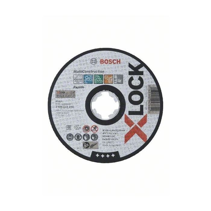 Круг отрезной Bosch X-LOCK Multi Material, 125x1.6x22.2мм (2.608.619.270)