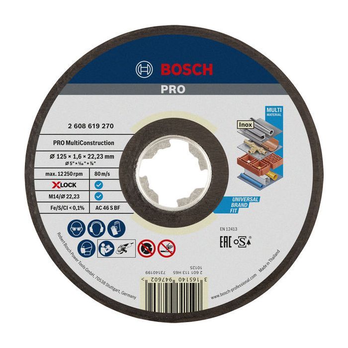 Круг відрізний Bosch X-LOCK Multi Material, 125x1.6x22.2мм (2.608.619.270)