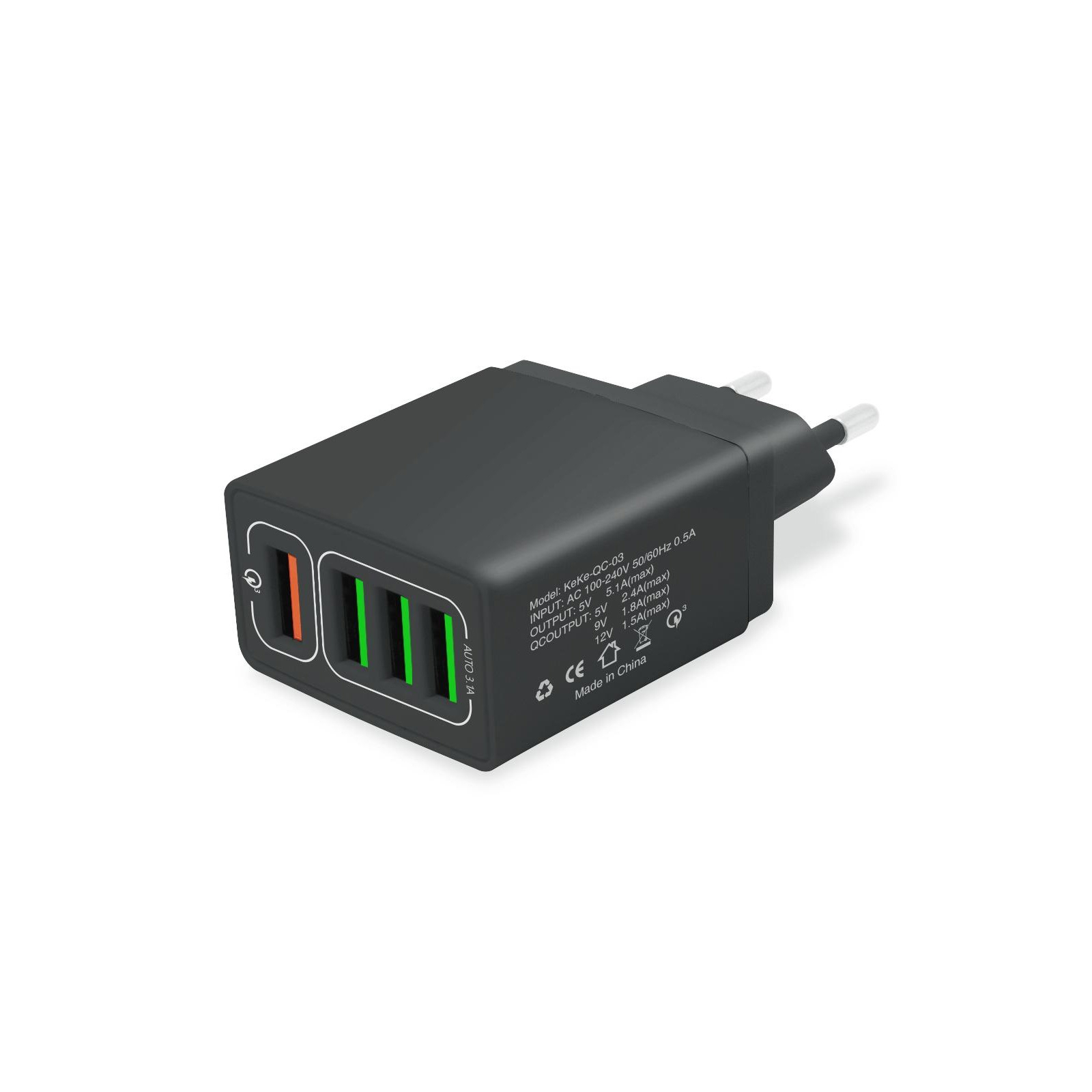 Зарядний пристрій XoKo QC-405 4 USB 6.2A Black (QC-405-BK)