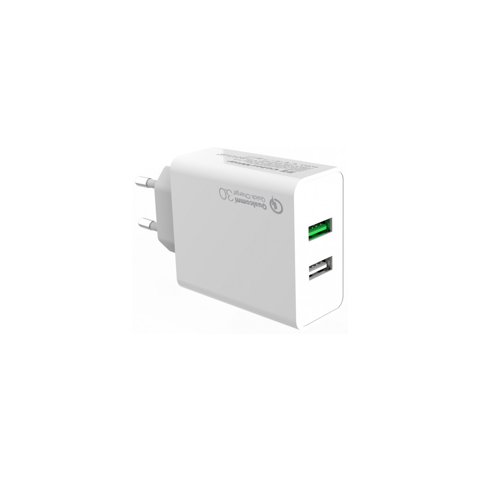 Зарядное устройство ColorWay 2USB (QC3.0 + 2.4A AUTO ID) (30W) (CW-CHS021Q-WT) изображение 4