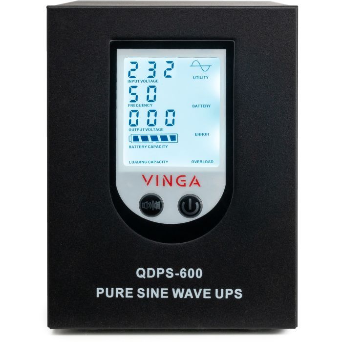 Пристрій безперебійного живлення Vinga QDPS-600 600VA LCD (QDPS-600) зображення 5