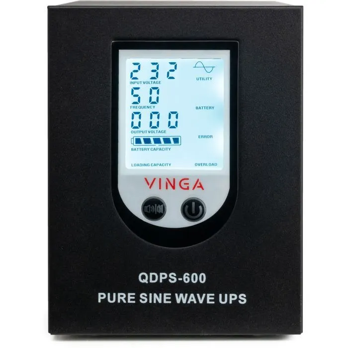 Пристрій безперебійного живлення Vinga QDPS-600 600VA LCD (QDPS-600) зображення 5