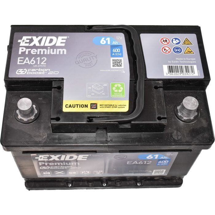 Аккумулятор автомобильный EXIDE PREMIUM 61A (EA612) изображение 2