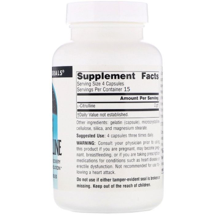 Аминокислота Source Naturals L-Цитруллин 500 мг, L-Citrulline, 60 капсул (SN2004) изображение 2