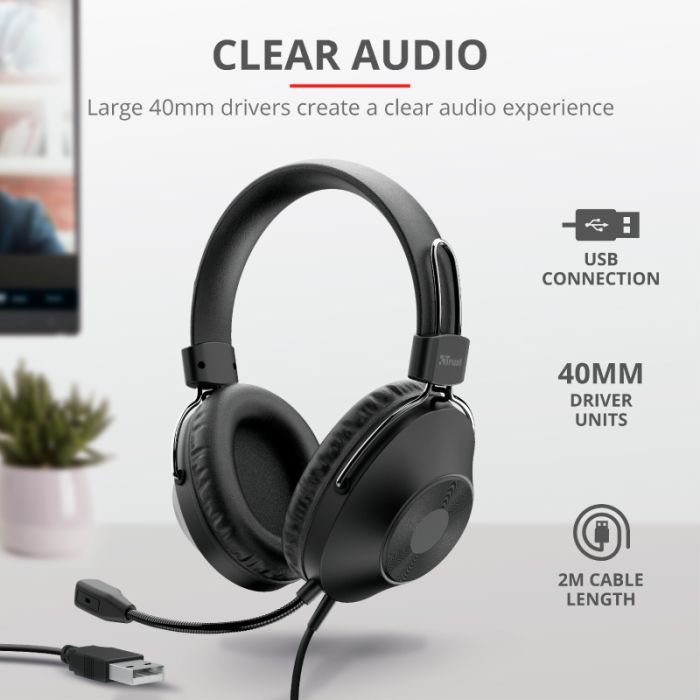 Наушники Trust Ozo Over-Ear USB Headset Black (24132) изображение 6
