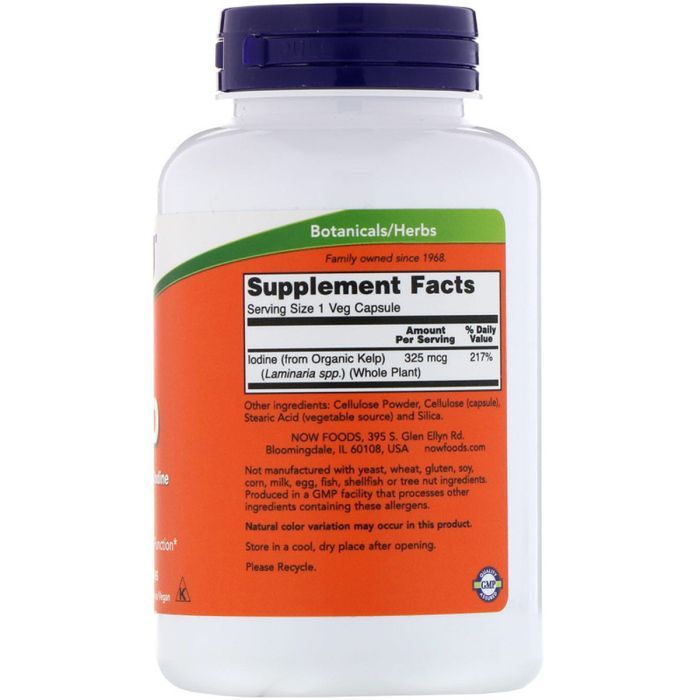 Минералы Now Foods Натуральный Йод, (Ламинария), Kelp, 250 капсул (NOW-02675) изображение 2