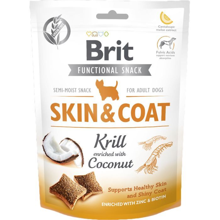 Лакомство для собак Brit Care Skin&Coat криль с кокосом 150 г (8595602539963)