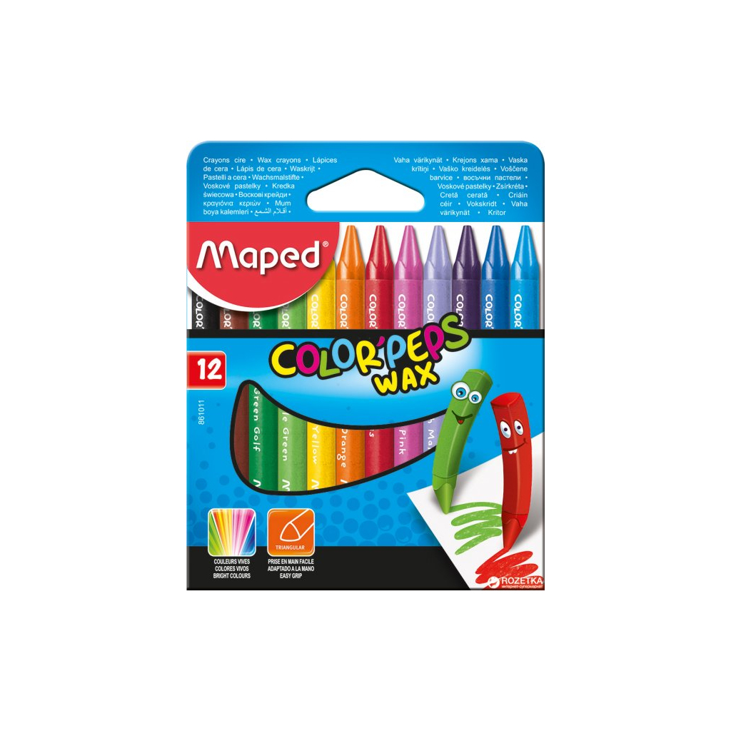 Карандаши цветные Maped Color Peps Wax Crayons воскові 12 кольорів (MP.861011)