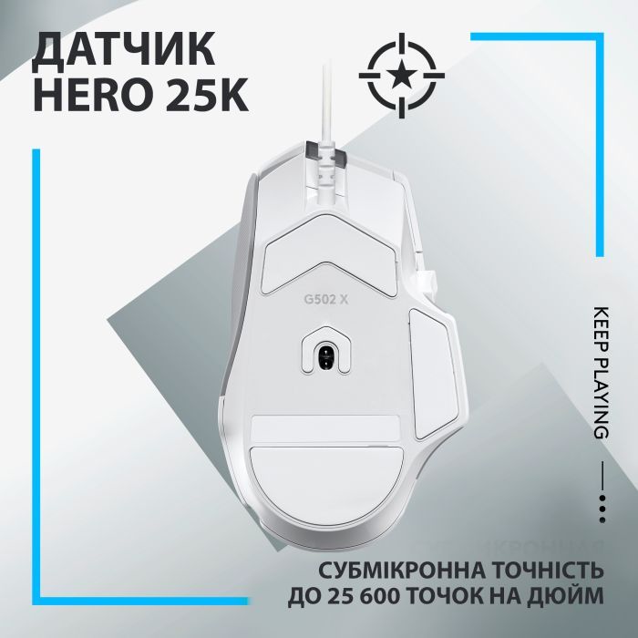 Мышка Logitech G502 X USB White (910-006146) изображение 4
