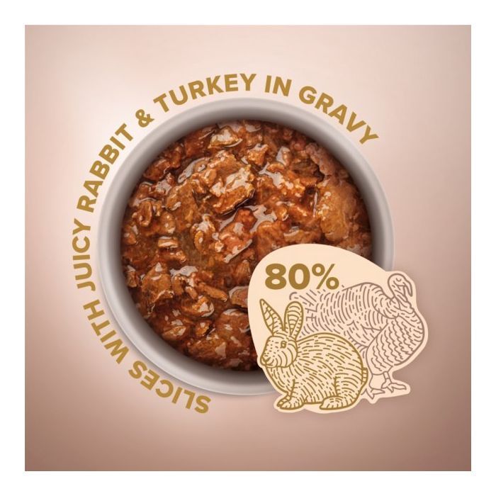 Вологий корм для кішок Club 4 Paws Selection Плюс Шматочки з кроликом та індичкою в соусі 80 г (4820215368001) зображення 2