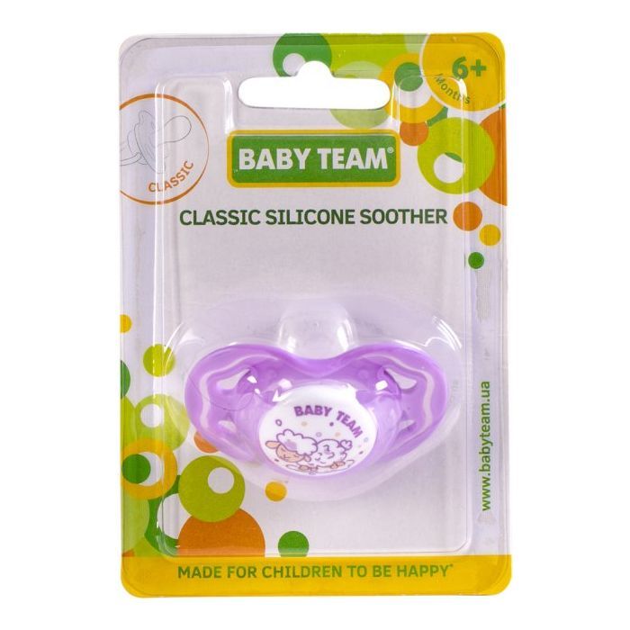 Пустушка Baby Team силіконова, класична, 6+ міс (3014_жовтий) зображення 3