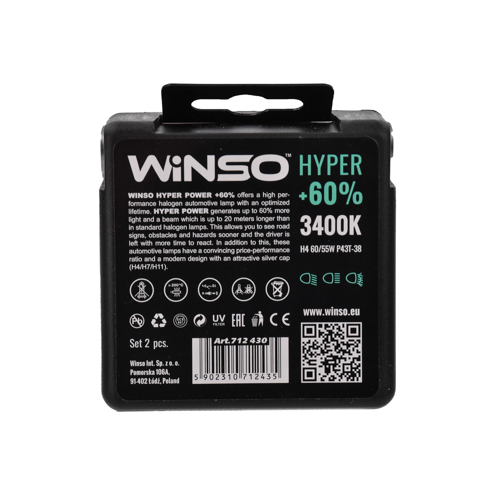 Автолампа WINSO H4 HYPER +60 60/55W (712430) изображение 3