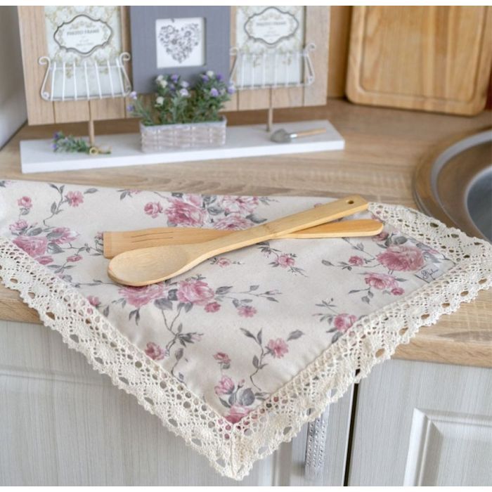 Серветка на стіл Прованс Bella Троянди з мереживом 35х45 (4823093416833) зображення 3