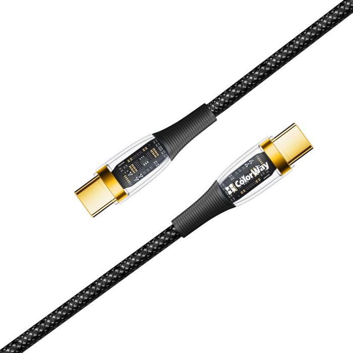 Дата кабель USB-C to USB-C 1.2m 5A 100W transparent head ColorWay (CW-CBPDCC053-BK) зображення 3