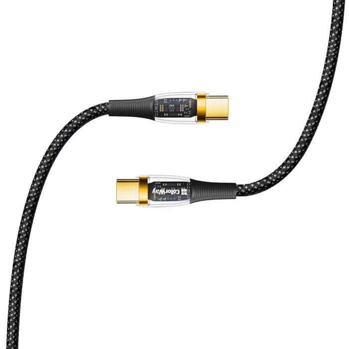 Дата кабель USB-C to USB-C 1.2m 5A 100W transparent head ColorWay (CW-CBPDCC053-BK) зображення 4