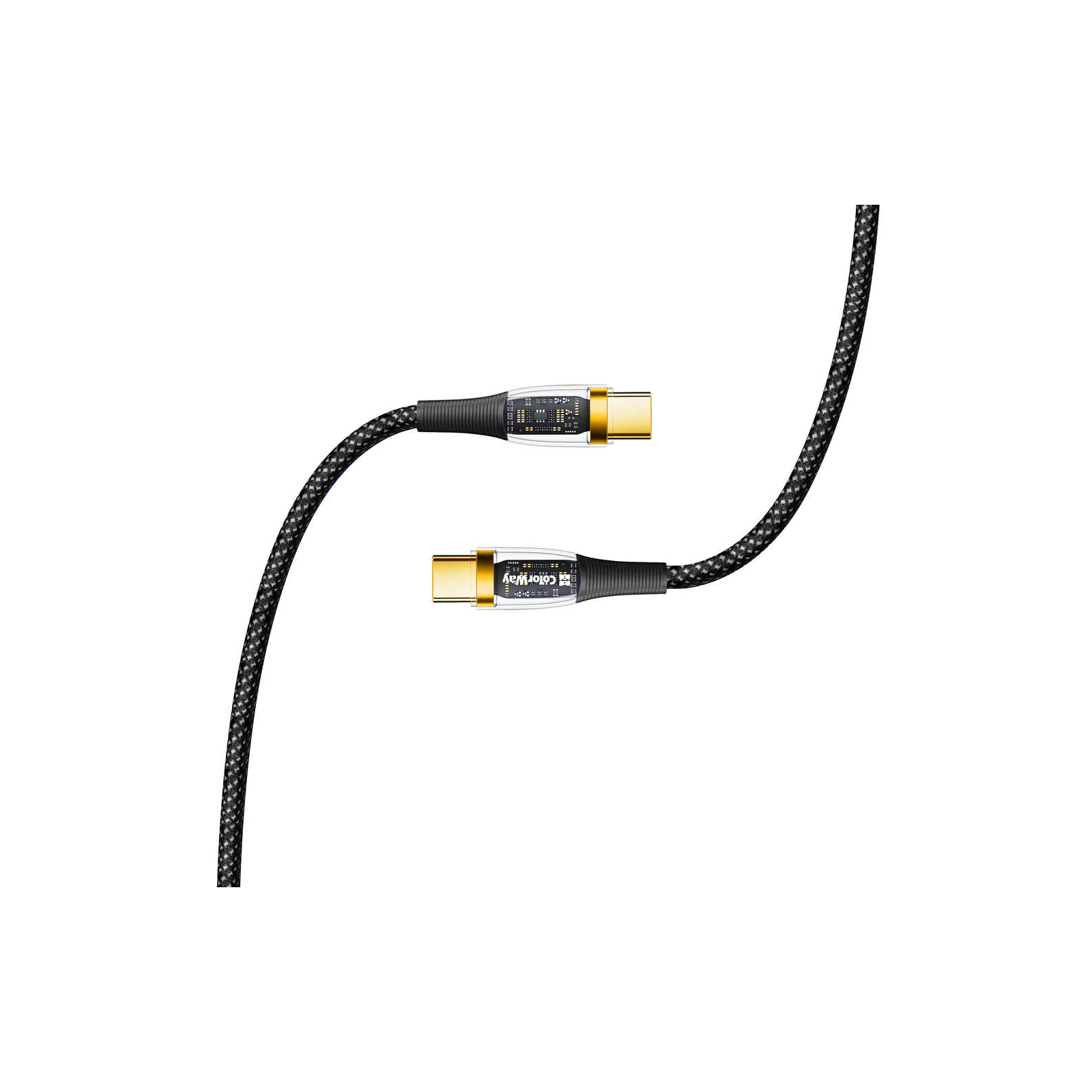 Дата кабель USB-C to USB-C 1.2m 5A 100W transparent head ColorWay (CW-CBPDCC053-BK) изображение 4