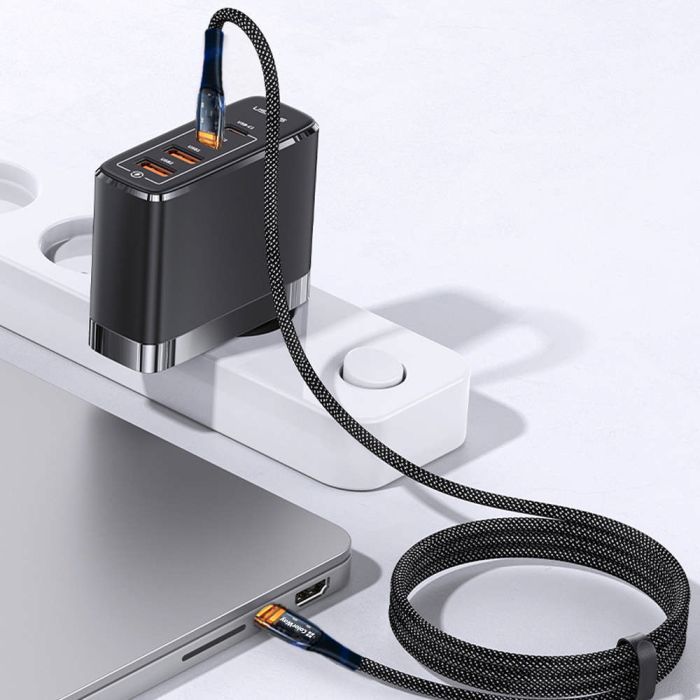 Дата кабель USB-C to USB-C 1.2m 5A 100W transparent head ColorWay (CW-CBPDCC053-BK) зображення 5