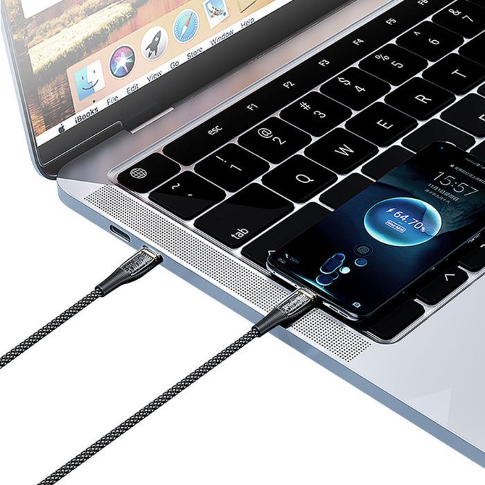 Дата кабель USB-C to USB-C 1.2m 5A 100W transparent head ColorWay (CW-CBPDCC053-BK) зображення 7