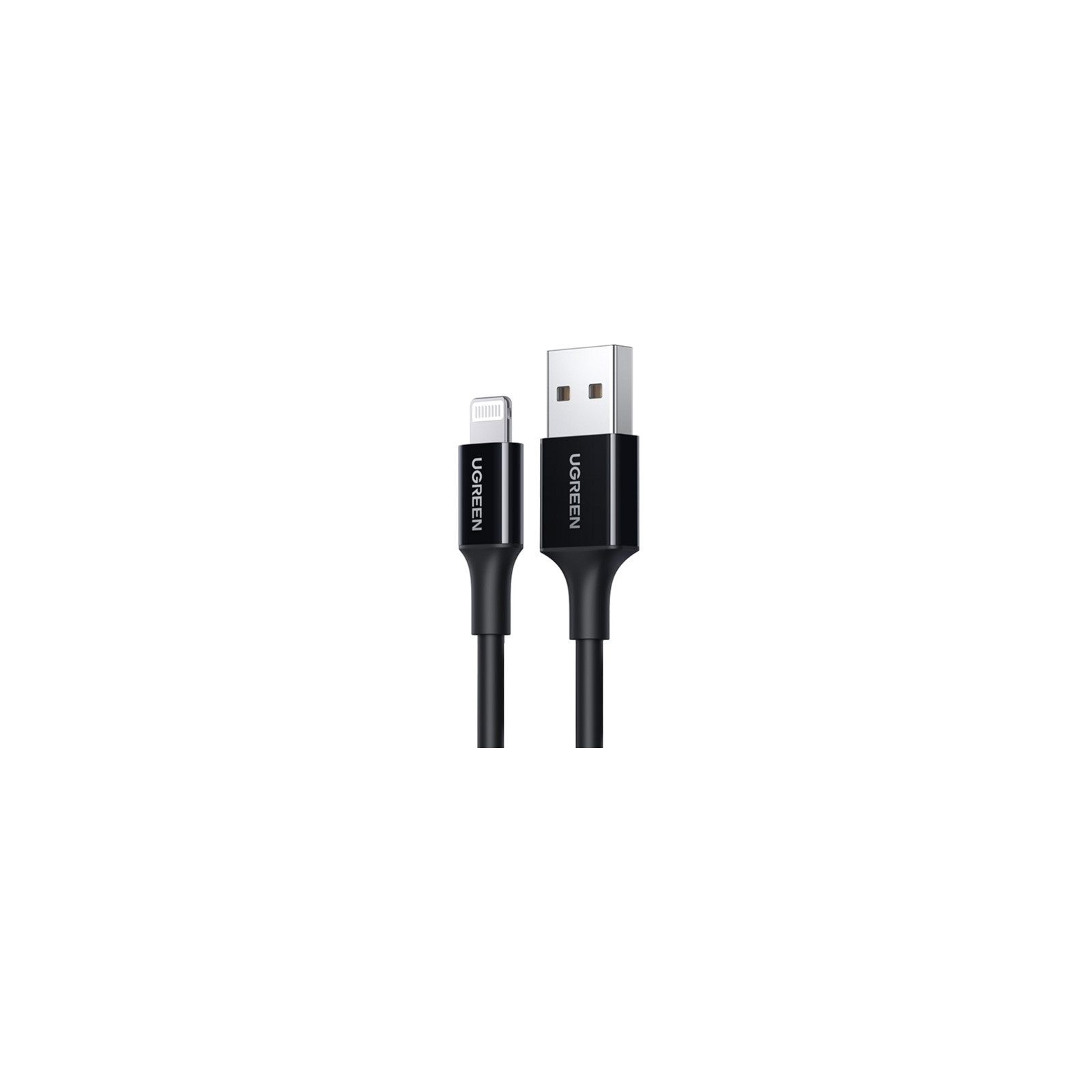 Дата кабель USB 2.0 AM to Lightning 2.0m US155 2.4A, Nickel Plating ABS Shell Black Ugreen (80823)
