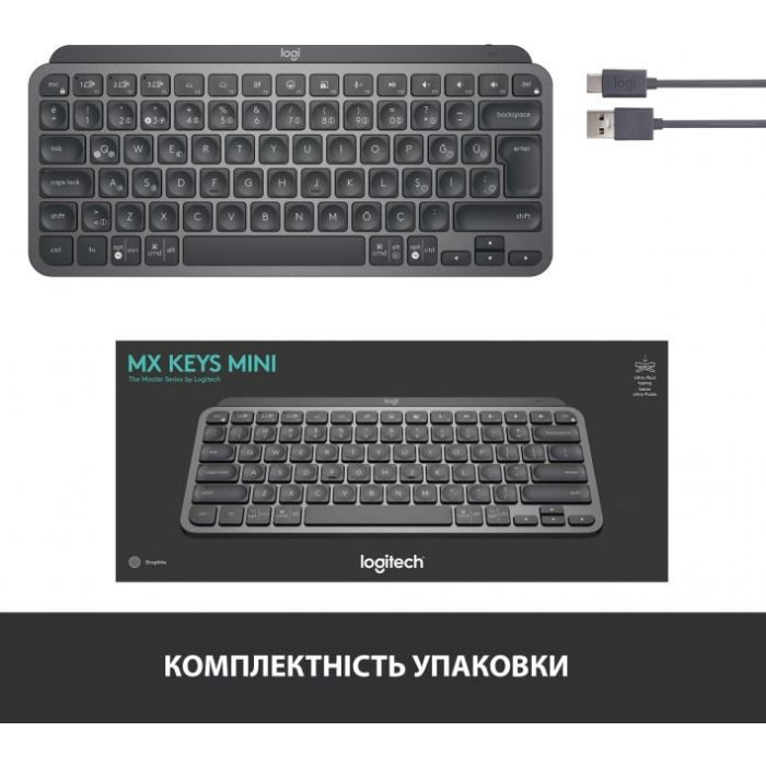 Клавиатура Logitech MX Keys Mini Wireless Illuminated UA Graphite (920-010498) изображение 8