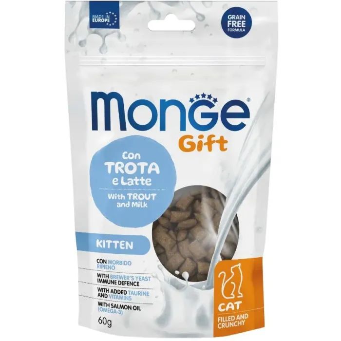 Лакомство для котов Monge Gift Cat Kitten форель и молоко 60 г (8009470085014)