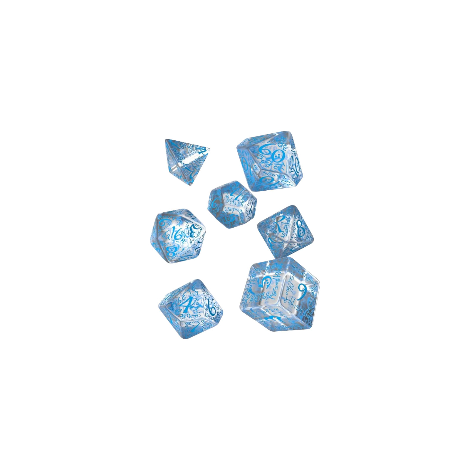 Набор кубиков для настольных игр Q-Workshop Elvish Translucent blue Dice Set (7 шт) (SELV11)