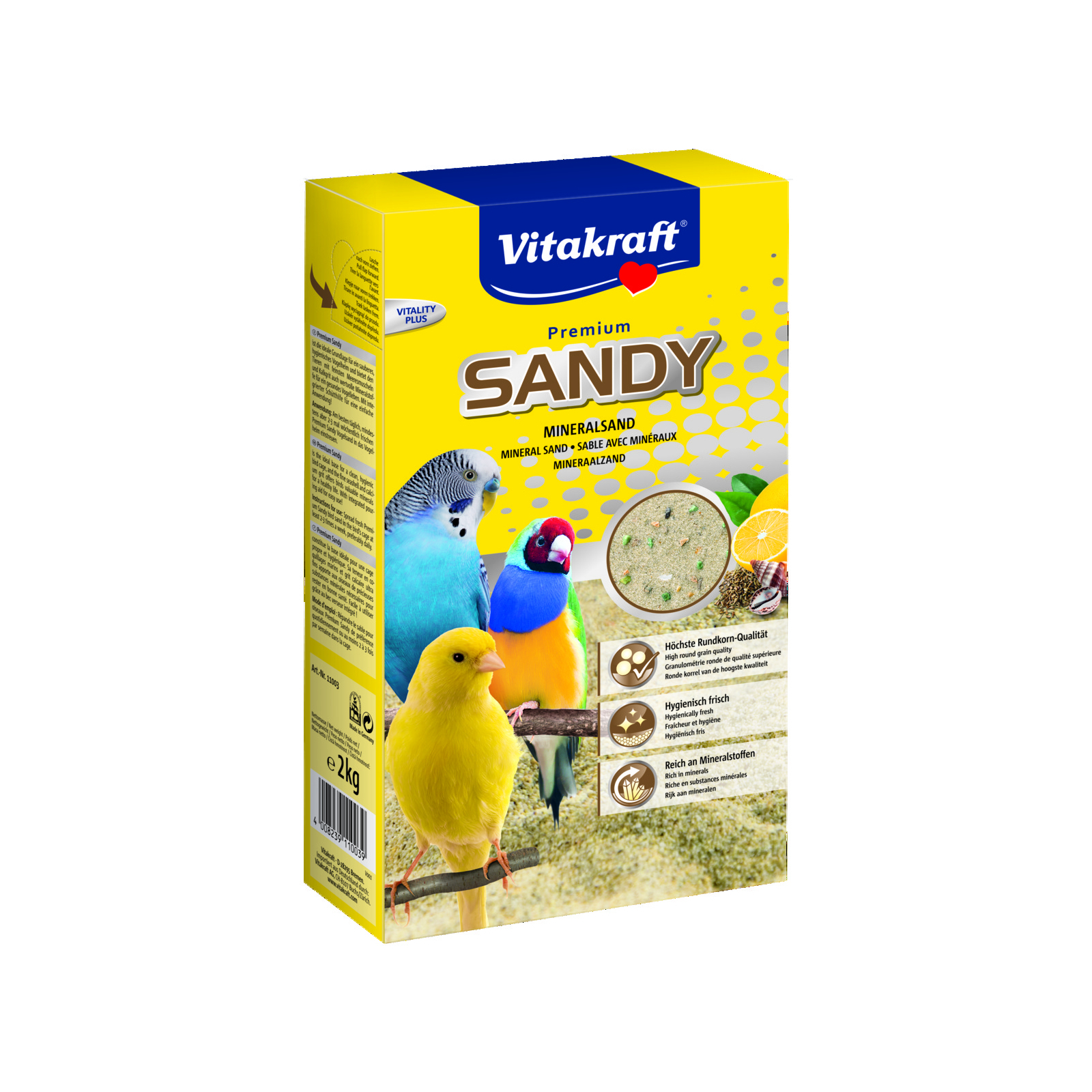 Песок для птиц Vitakraft Sandy с минералами впитывающий 2 кг (4008239110039)