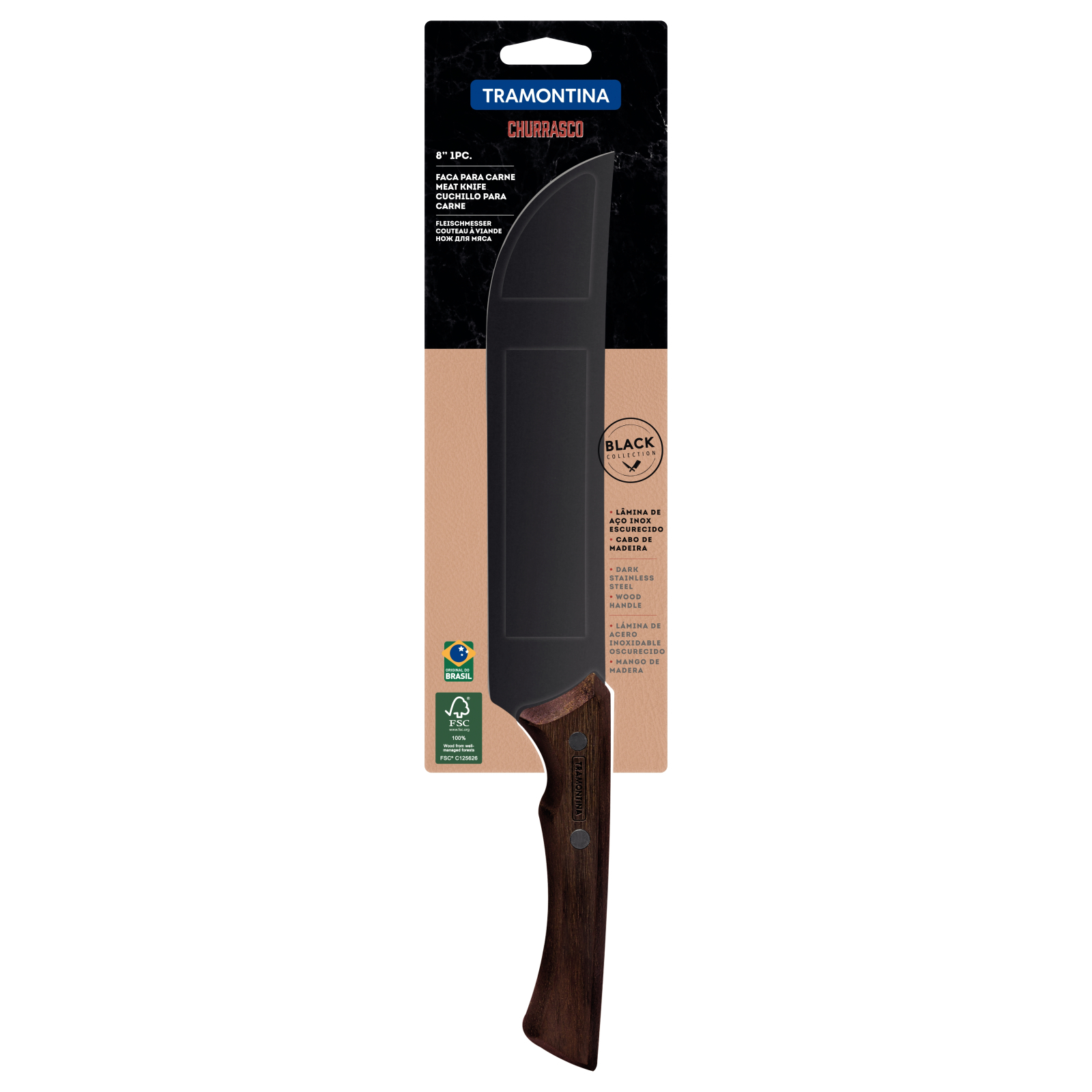 Кухонный нож Tramontina Churrasco Black для м'яса 203 мм (22843/108) изображение 6