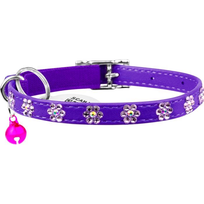 Ошейник для животных WAUDOG GLAMOUR "Цветочек" с резинкой и стразами для кошек (оранжевый) (32554) изображение 2