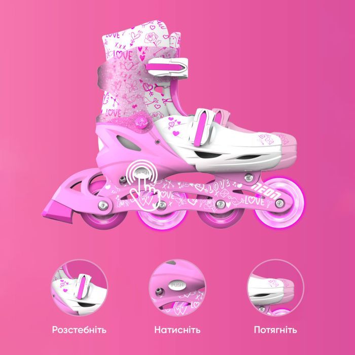 Роликові ковзани Neon Inline Pink розмір 30-33 (NT07P4) зображення 6