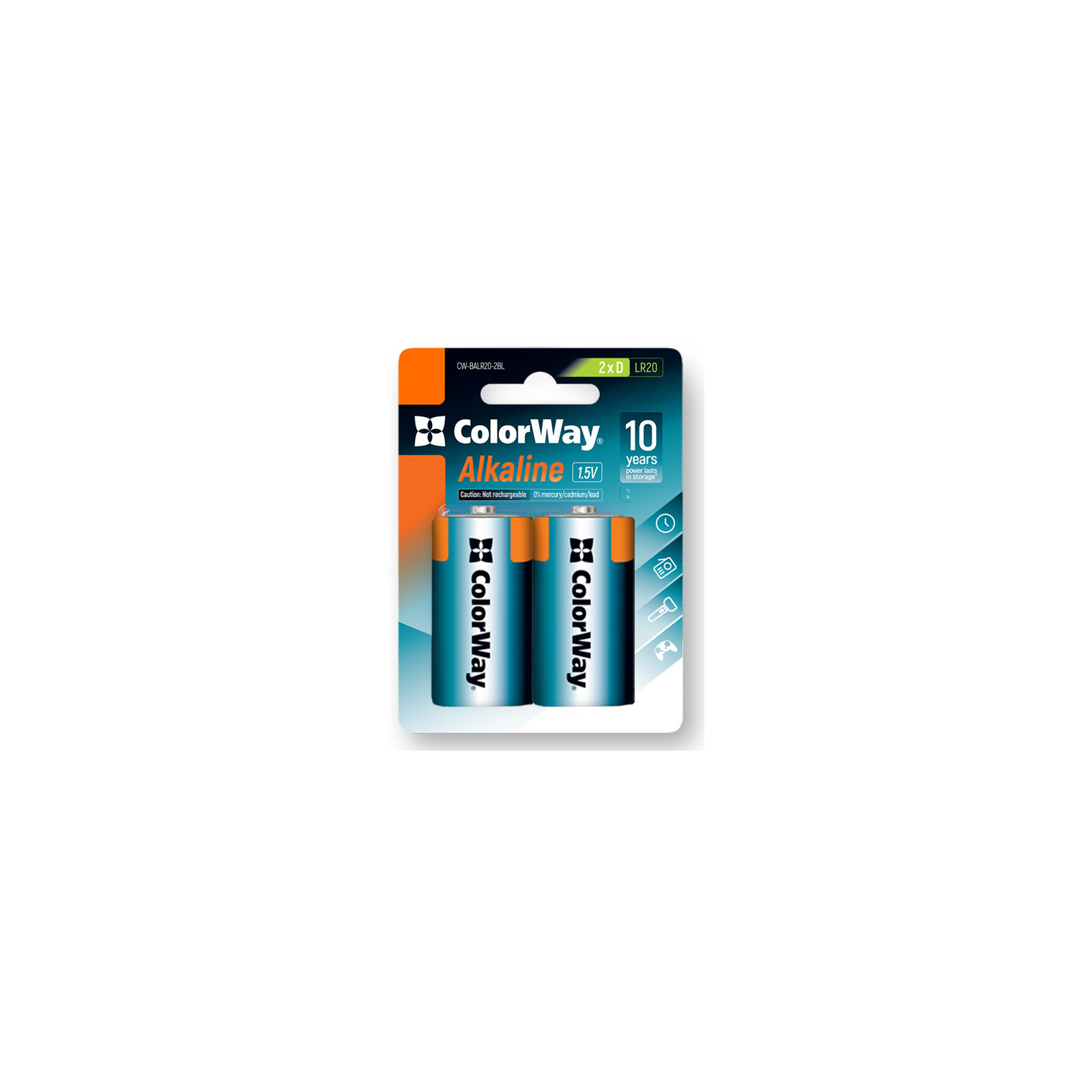 Батарейка ColorWay D LR20 Alkaline Power * 2 (CW-BALR20-2BL) зображення 2