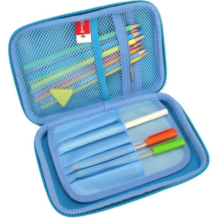 Пенал Cool For School з тисненням 1 відділення Блакитний (QT-3992-Blue) зображення 2