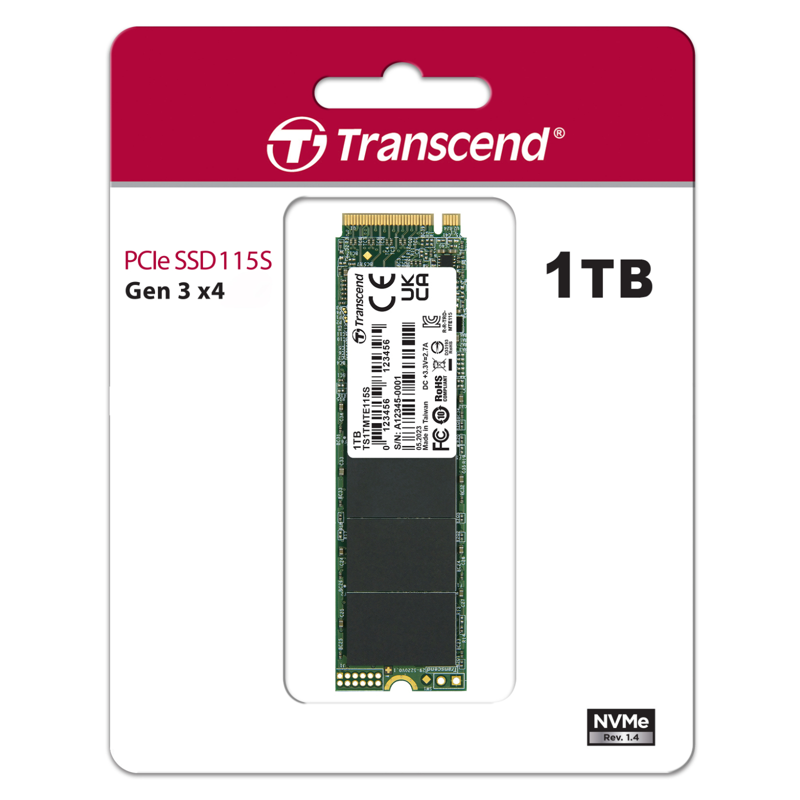 Накопитель SSD M.2 2280 1TB Transcend (TS1TMTE115S) изображение 2