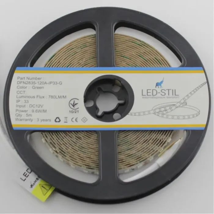 Світлодіодна стрічка LED-STIL 9,6 Вт/м 2835 120 діодів IP33 12 Вольт 420 lm Зелений (DFN2835-120A-IP33-G) зображення 3