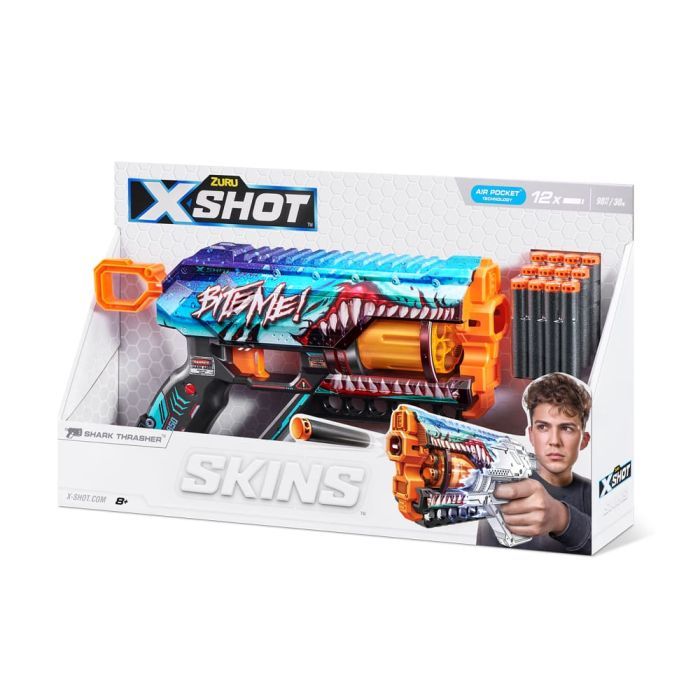 Игрушечное оружие Zuru X-Shot Быстрострельный бластер Skins Griefer Shark Thrasher (12 патронов) (36561В) изображение 2