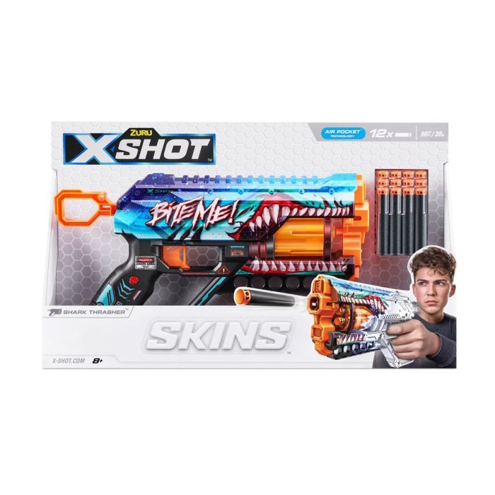 Игрушечное оружие Zuru X-Shot Быстрострельный бластер Skins Griefer Shark Thrasher (12 патронов) (36561В) изображение 3