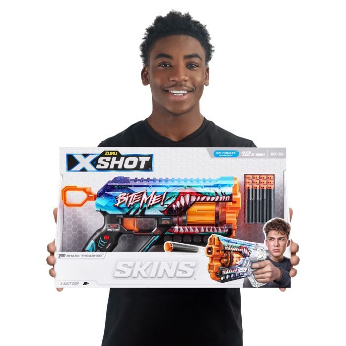 Игрушечное оружие Zuru X-Shot Быстрострельный бластер Skins Griefer Shark Thrasher (12 патронов) (36561В) изображение 5