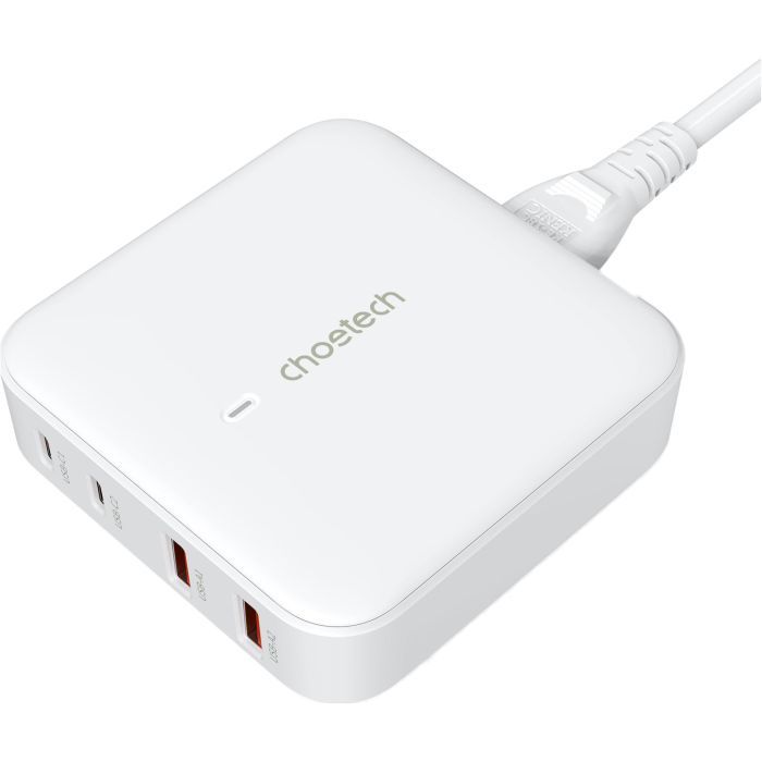 Зарядний пристрій Choetech GaN 2 USB-A / 2 USB-C 100W QC3.0/PD/PPS (PD8008-EU-WH) зображення 2