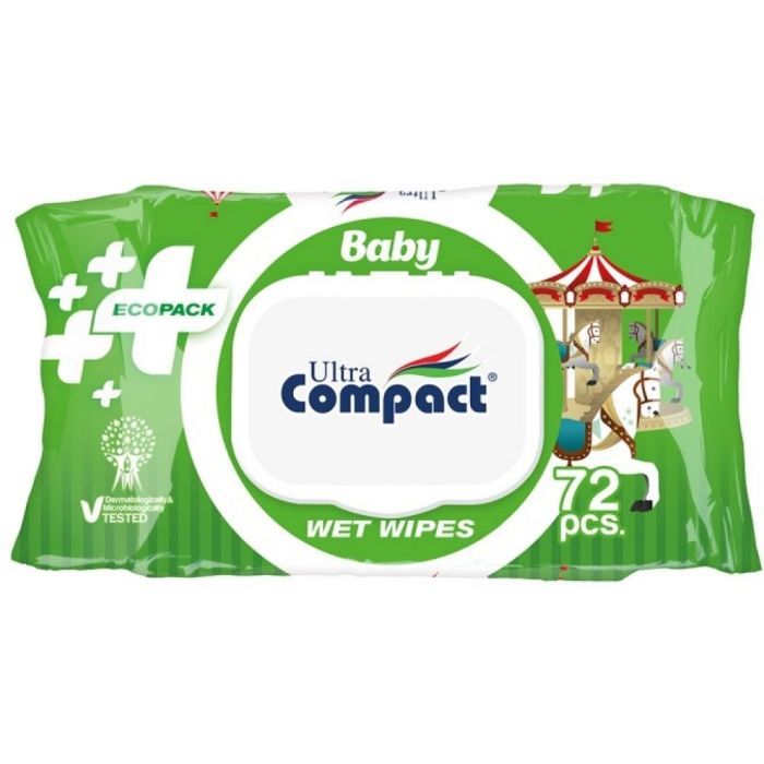 Детские влажные салфетки Ultra Compact Ecopack 72 шт с клапаном (8697420534714)