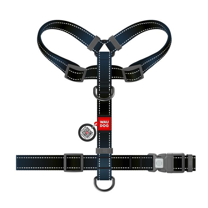 Шлей для собак WAUDOG Nylon Mono с QR-паспортом, пластиковый фастекс L оранжевая (52744) изображение 3
