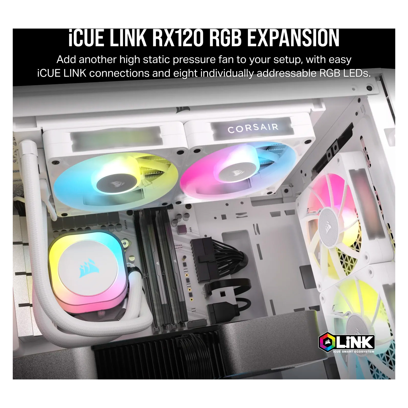 Кулер для корпуса Corsair iCUE Link RX120 RGB PWM White (CO-9051021-WW) изображение 4