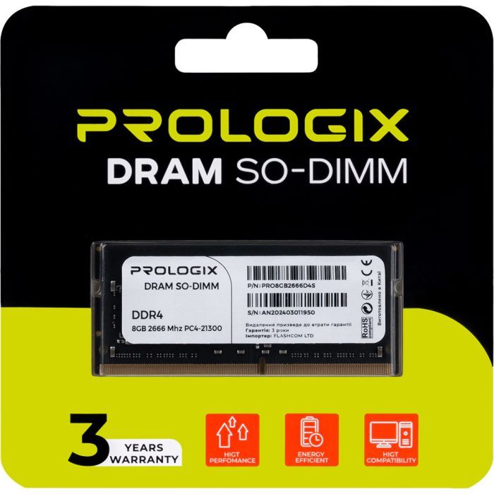 Модуль памяти для ноутбука SoDIMM DDR4 16GB 2666 MHz Prologix (PRO16GB2666D4S) изображение 4