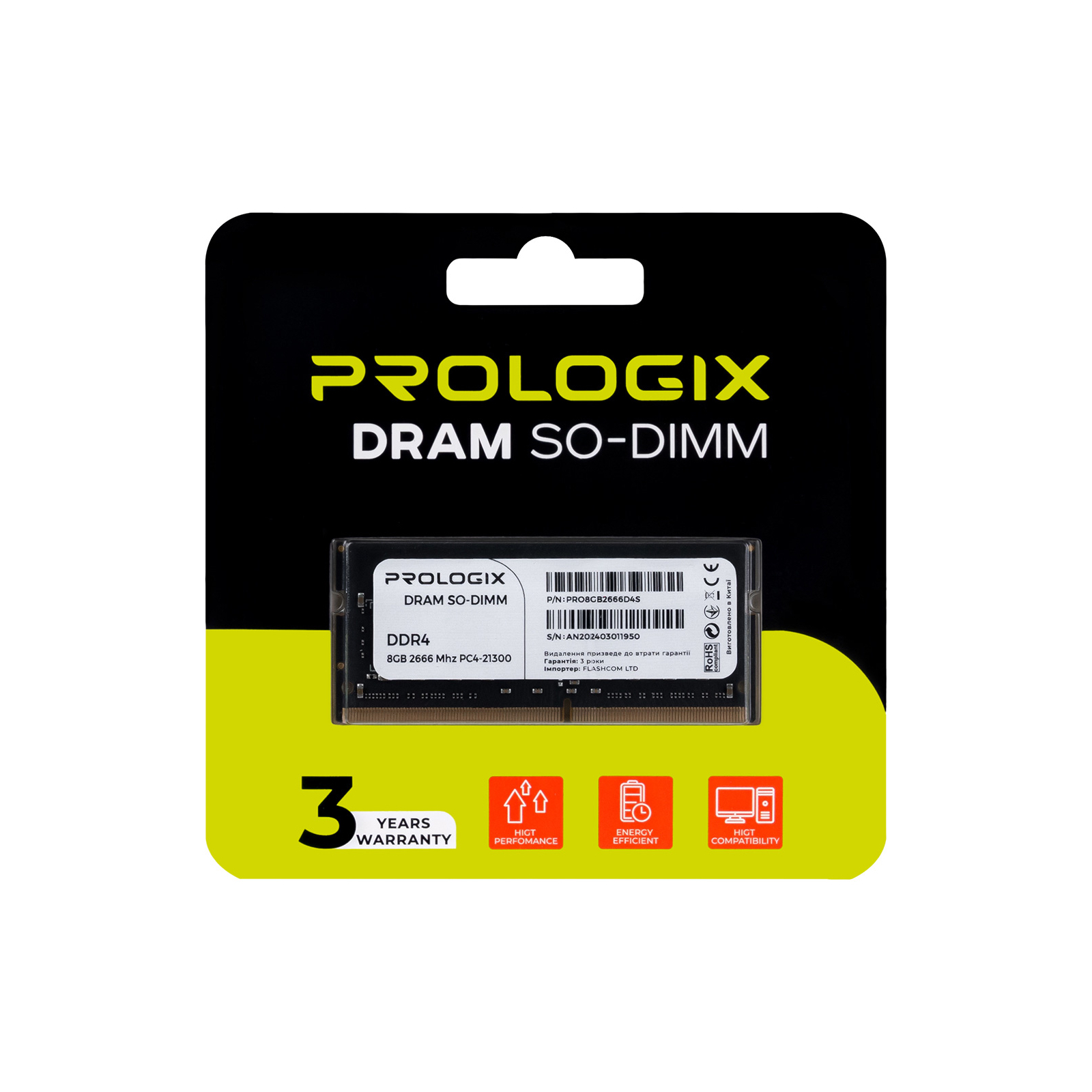 Модуль пам'яті для ноутбука SoDIMM DDR4 8GB 2666 MHz Prologix (PRO8GB2666D4S) зображення 4