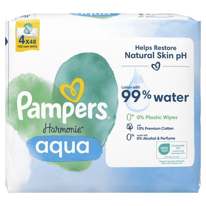 Детские влажные салфетки Pampers Harmonie Aqua 24 пачки х 48 шт (8006540811276) изображение 2