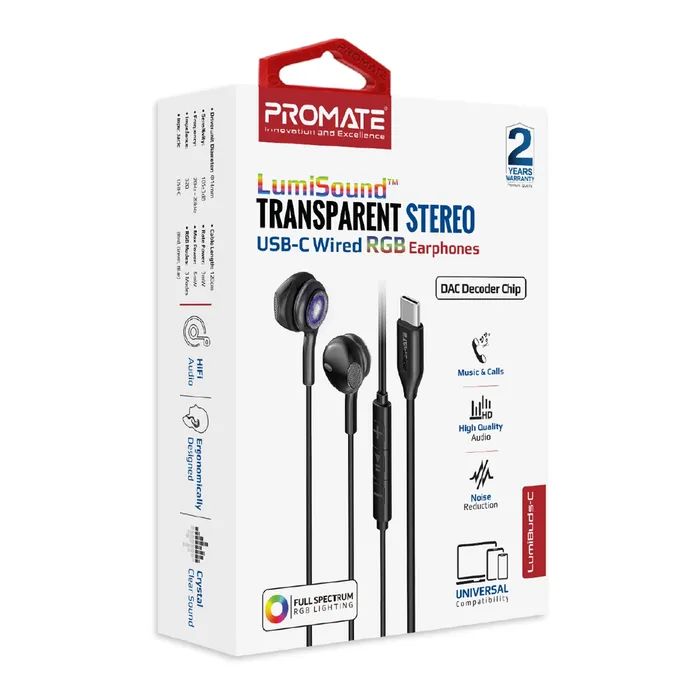 Наушники Promate LumiBuds-C Black (lumibuds-c.black) изображение 2