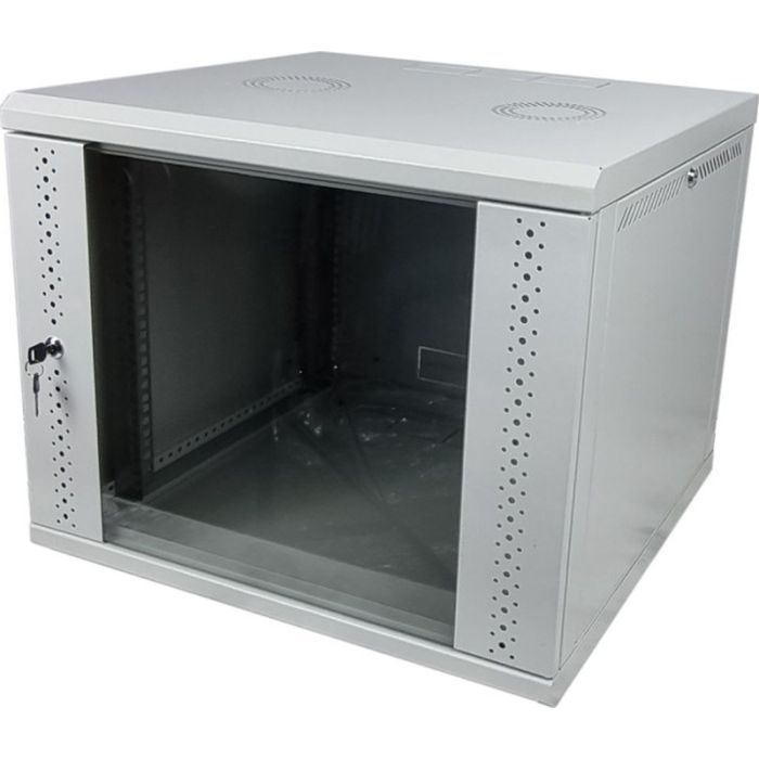 Шкаф настенный Eserver 9U 19" 600х600х503 (Ш*Г*В), сктекло, серая (ES-Е960G)