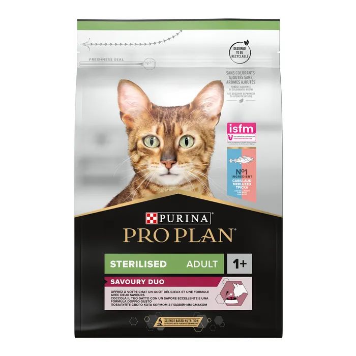 Сухий корм для кішок Purina Pro Plan Sterilised Adult 1+ Savoury Duo Після стерилізації З тріскою та фореллю 1.5 кг (7613036732413)
