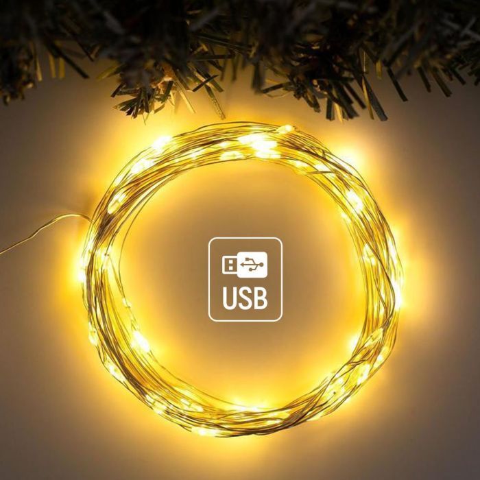 Гірлянда ColorWay Роса LED 50 5 м 8 функцій теплий колір USB (CW-G-50L5NU) зображення 5